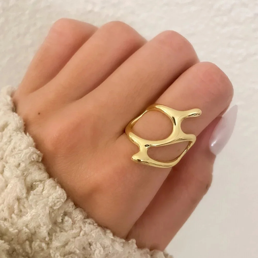 925 Sterling Silver Minimalist Geometric Wrap Ring Modern Boho Unique Ring